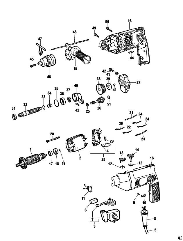 DeWalt DW512 Type 1 Hammer Drill Spare Parts DW512