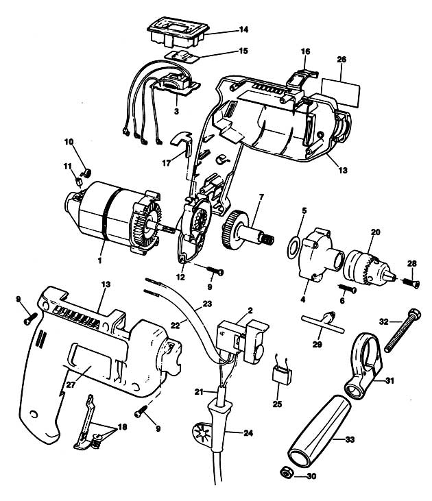 Black & Decker BD664 Type 1 Drill Spare Parts BD664