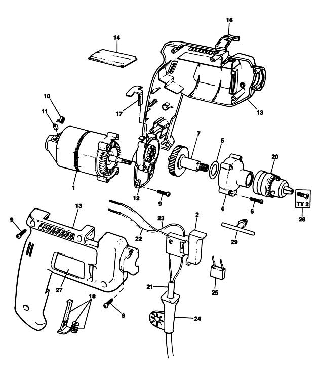 Black & Decker BD661 Type 1 Drill Spare Parts BD661