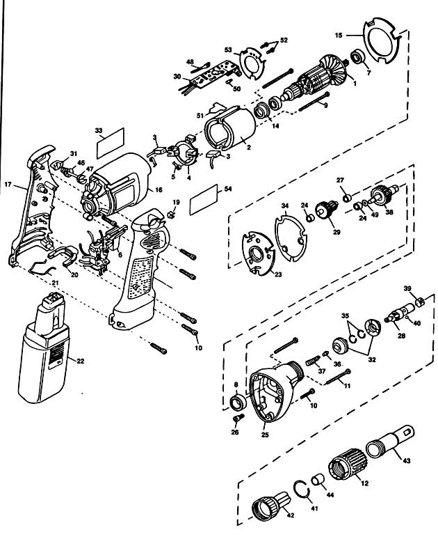 Elu MAS132S Type 1 Cordless Screwdriver Spare Parts MAS132S