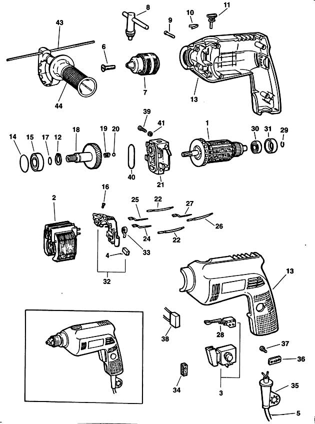 Elu SB11E Type 1 Hammer Drill Spare Parts SB11E