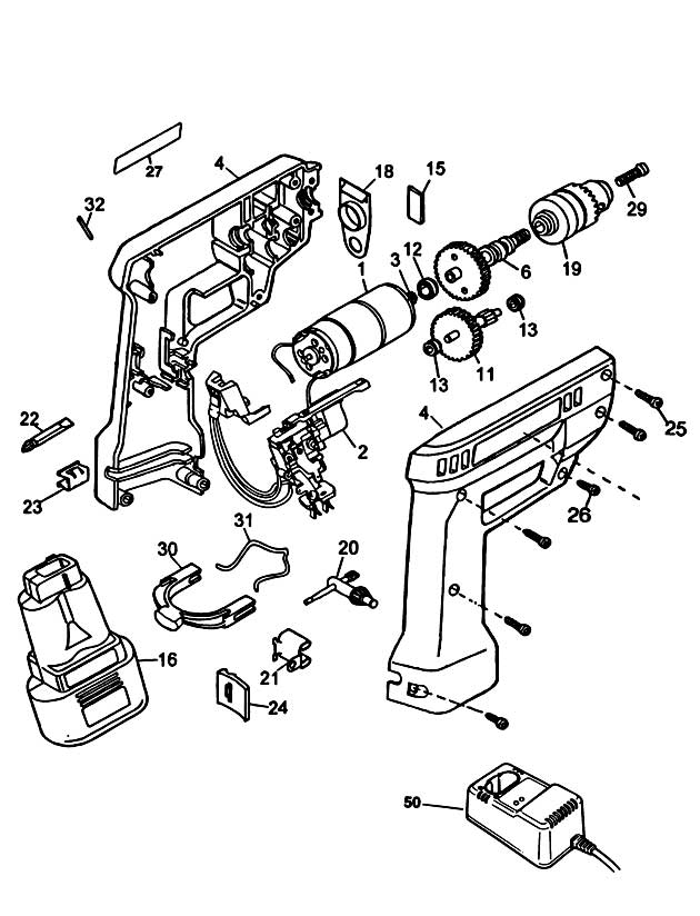 Black & Decker BD7201 Type 1 Drill Spare Parts BD7201