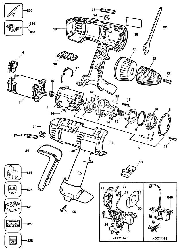 Elu BSA31K Type 1 Cordless Drill Spare Parts BSA31K