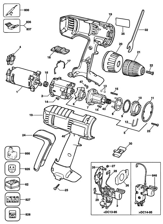 Elu BSA21 Type 1 Cordless Drill Spare Parts BSA21