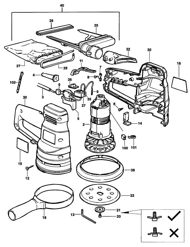 Black & Decker SPEC375 Type 1 Random Orbital Sander Spare Parts SPEC375