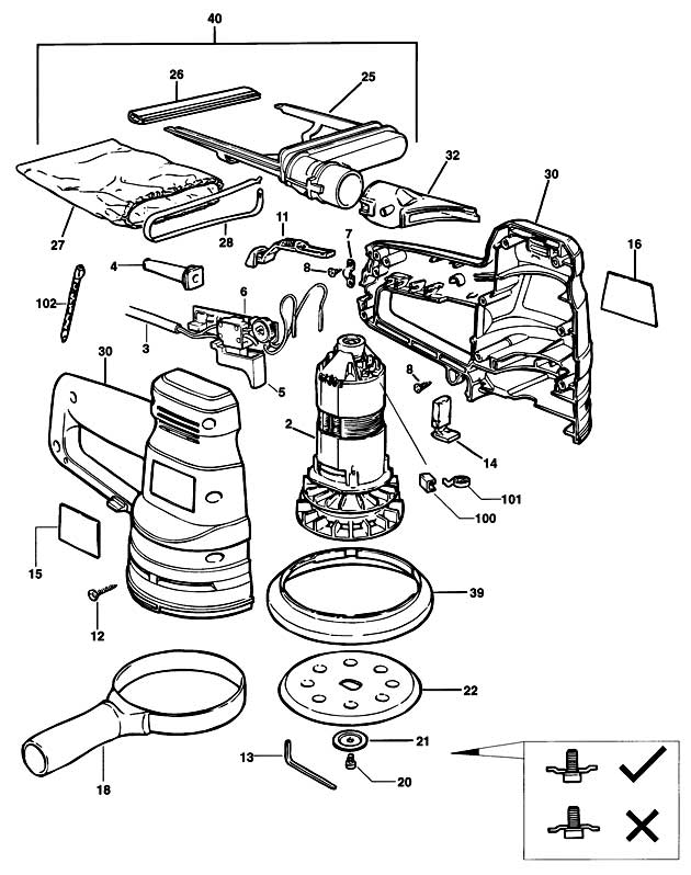 Black & Decker SPEC376 Type 1 Random Orbit Sander Spare Parts SPEC376