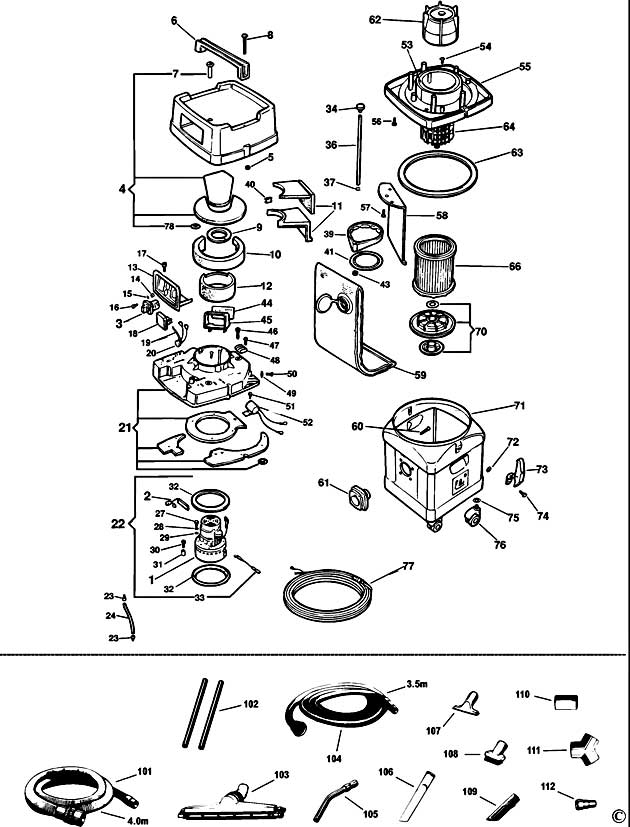 Elu EVE938 Type 1 Vacuum Extractor Spare Parts EVE938