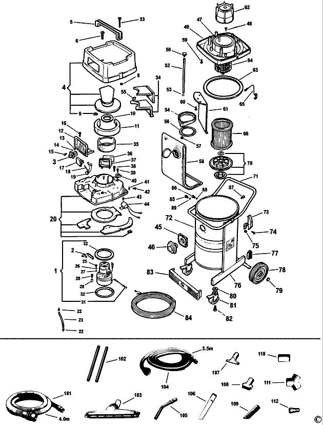 Elu EVE948 Type 1 Vacuum Extractor Spare Parts EVE948