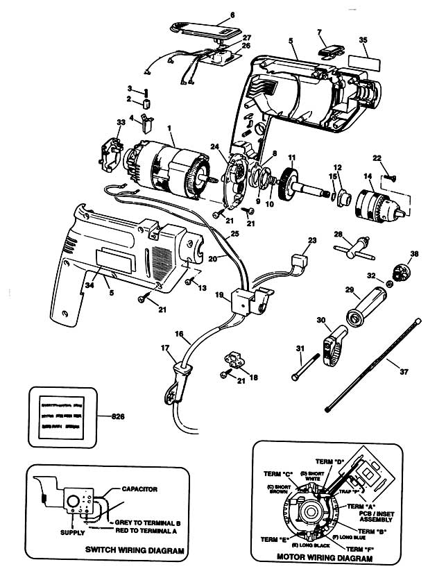 Black & Decker SPEC579 Type 1 Drill Spare Parts SPEC579