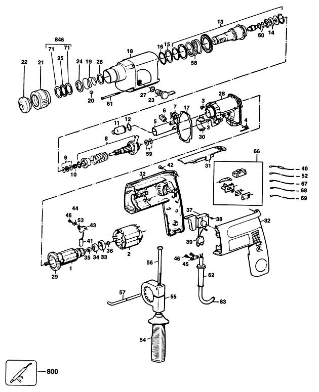 Elu MBH20L Type 2 Rotary Hammer Spare Parts MBH20L