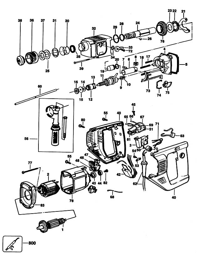 Elu MBH26 Type 3 Rotary Hammer Spare Parts MBH26
