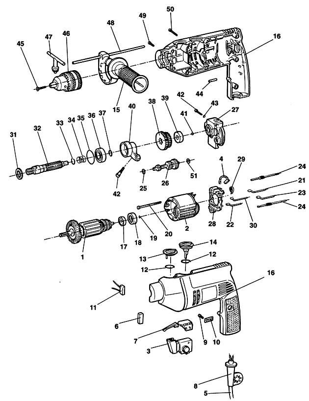 Elu SB15E Type 3 Hammer Drill Spare Parts SB15E