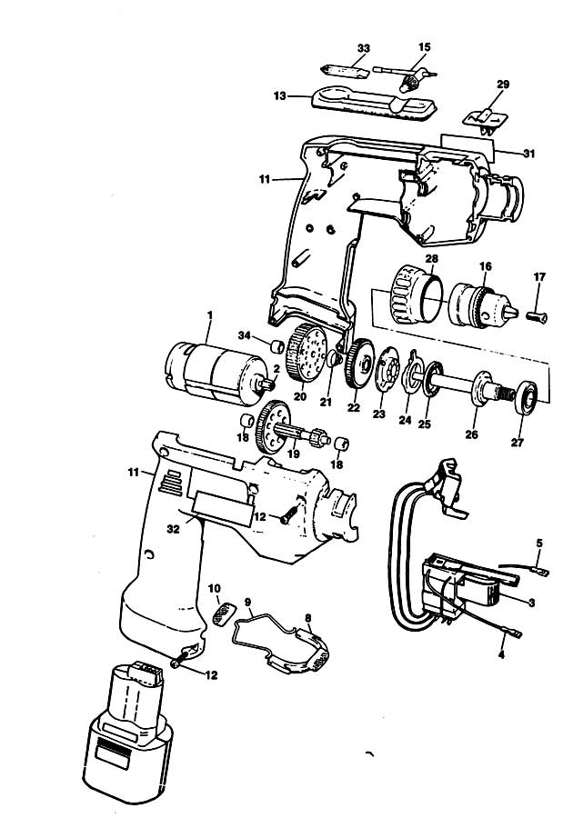 Black & Decker BD9052 Type 1 Cordless Drill Spare Parts BD9052