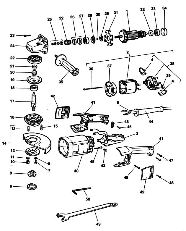 Elu WS51E Type 1 Angle Grinder Spare Parts WS51E