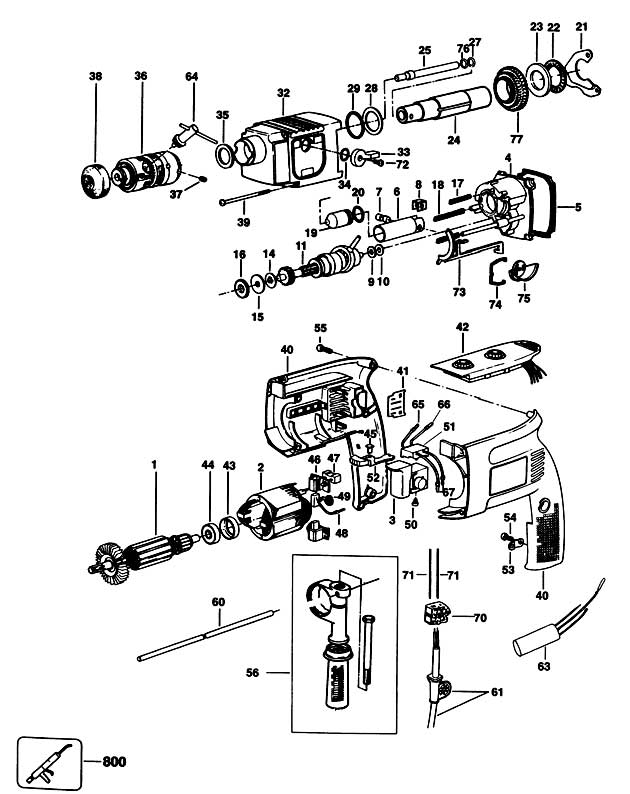 Elu MBH24RLU Type 2 Rotary Hammer Spare Parts MBH24RLU