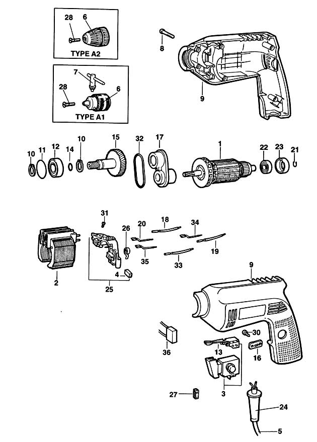 Elu BM11E Type 1 Hammer Drill Spare Parts BM11E