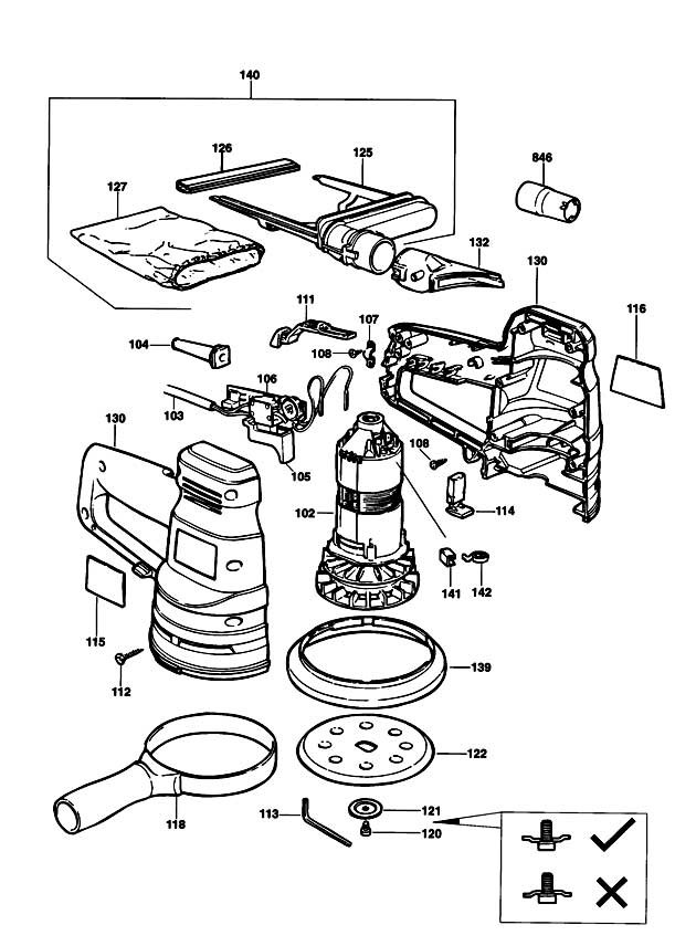 Black & Decker KA190E Type 1 Random Orbit Sander Spare Parts KA190E