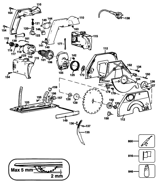 Black & Decker KS840 Type 1 Circ. Saw Spare Parts KS840