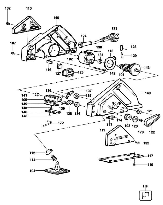 Black & Decker KW710 Type 2 Planer Spare Parts KW710
