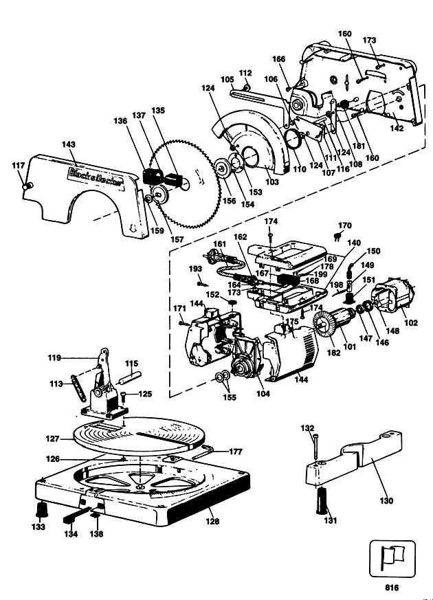 Black & Decker KS800 Type 1-2 Mitre Saw Spare Parts KS800