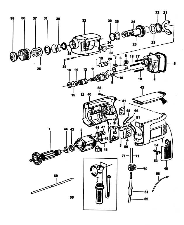 DeWalt DW523K44 Type 1 Rotary Hammer Spare Parts DW523K44