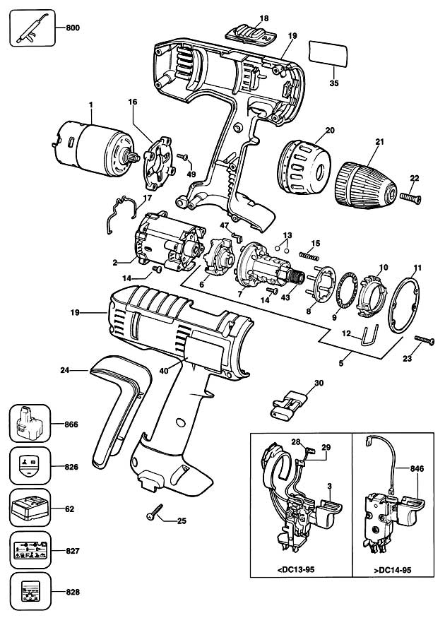 Elu BSA10KM Type 1 Cordless Drill Spare Parts BSA10KM