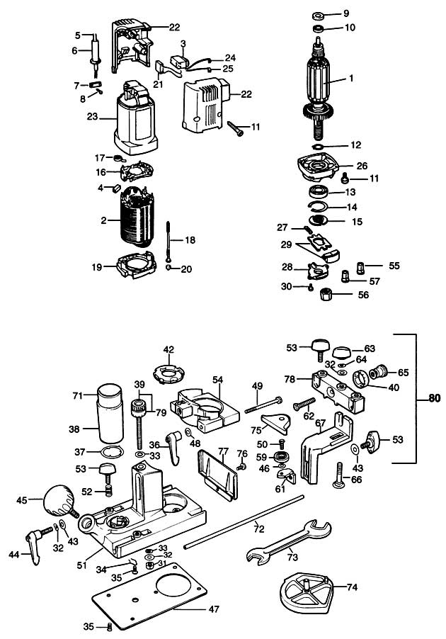 Elu MKF267 Type 2 Laminate Trimmer Spare Parts MKF267