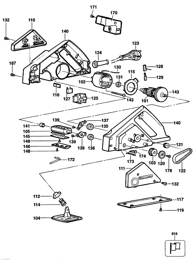 Black & Decker KW711 Type 2 Planer Spare Parts KW711