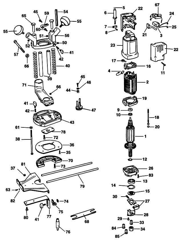 Black & Decker KW780E Type 1 Router Spare Parts KW780E