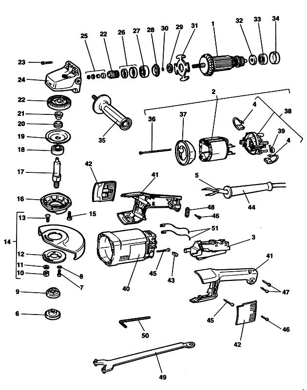 Elu WS53 Type 1 Angle Grinder Spare Parts WS53