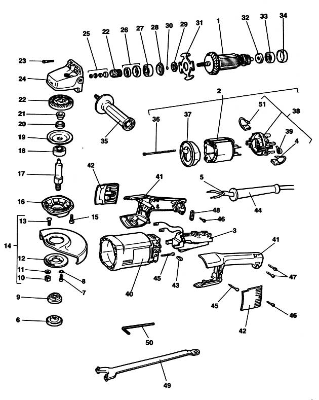 Elu WS55E Type 1 Angle Grinder Spare Parts WS55E
