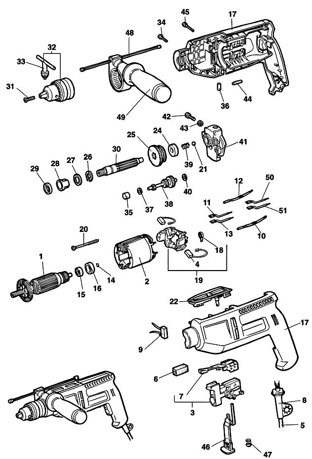 Black & Decker BD250 Type 4 Drill Spare Parts BD250