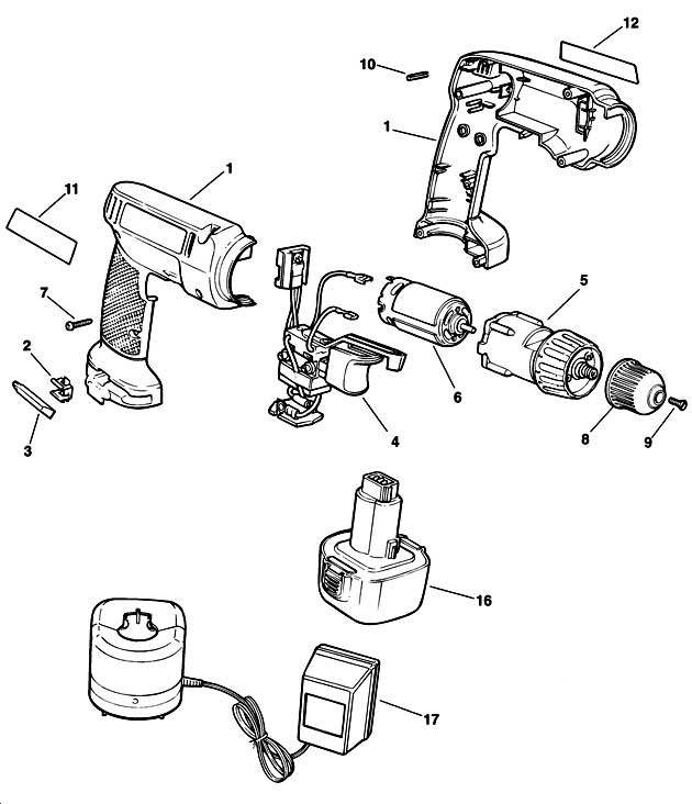Black & Decker KC8451C Type 1 C'less Drill/driver Spare Parts KC8451C
