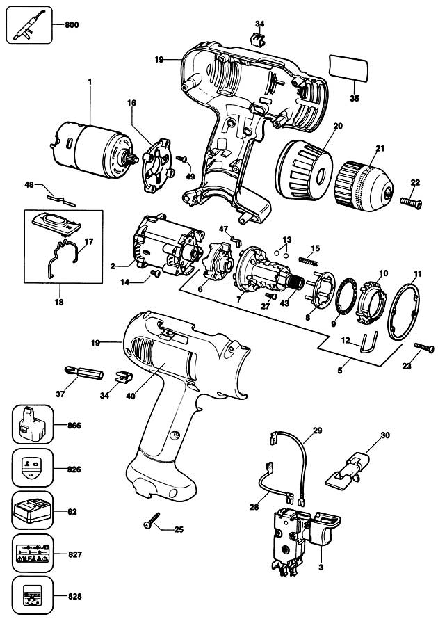 DeWalt DW910 Type 1 Cordless Drill Spare Parts DW910