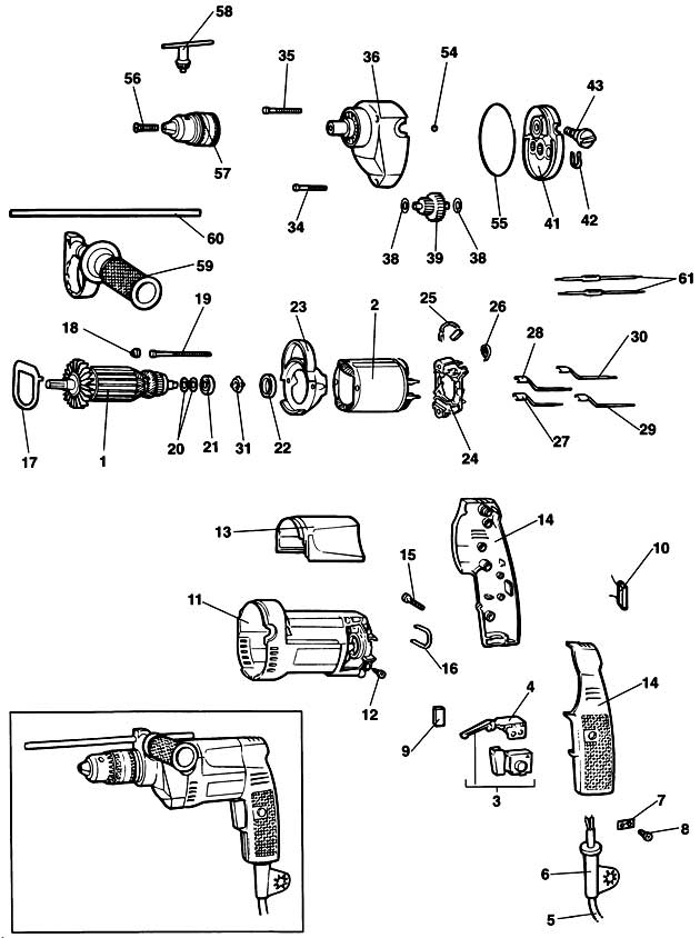 DeWalt DW150 Type 1 Drill Spare Parts DW150