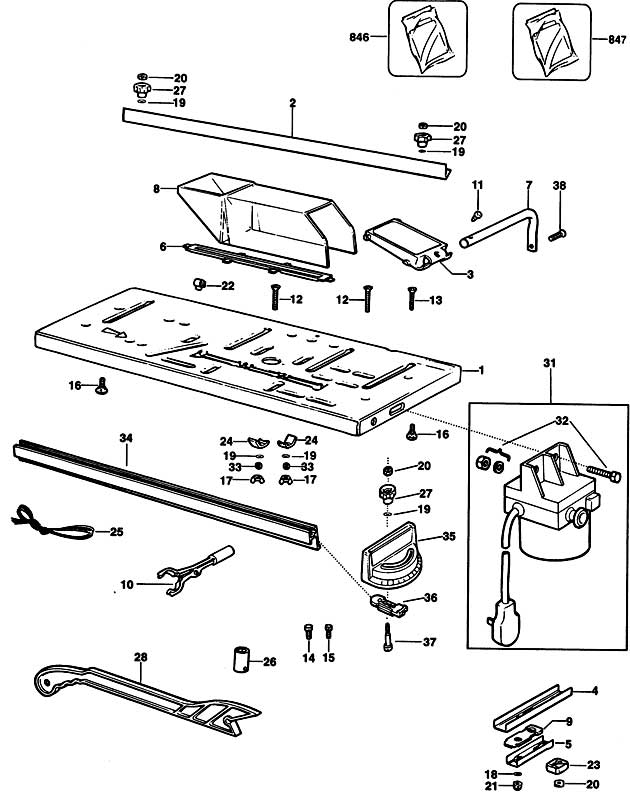 Black & Decker D2670 Type 1 Saw Table Spare Parts D2670