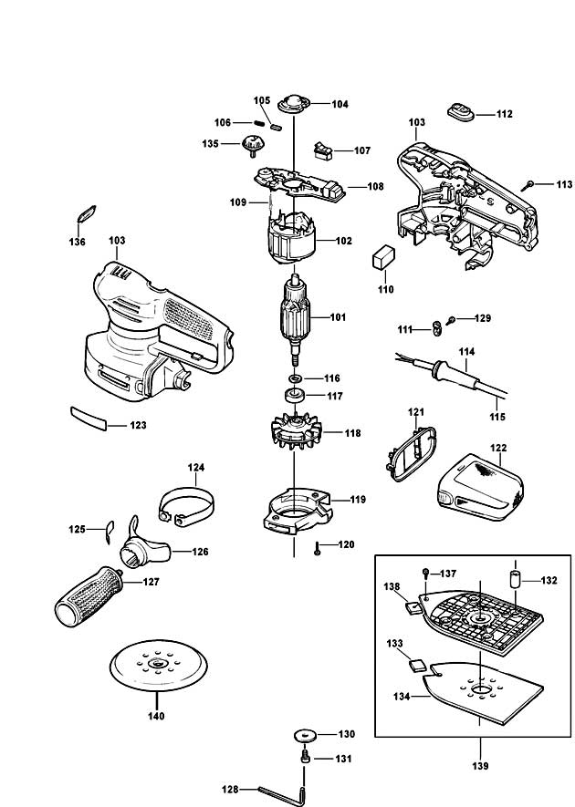 Black & Decker KA210E Type 1 Sander Spare Parts KA210E