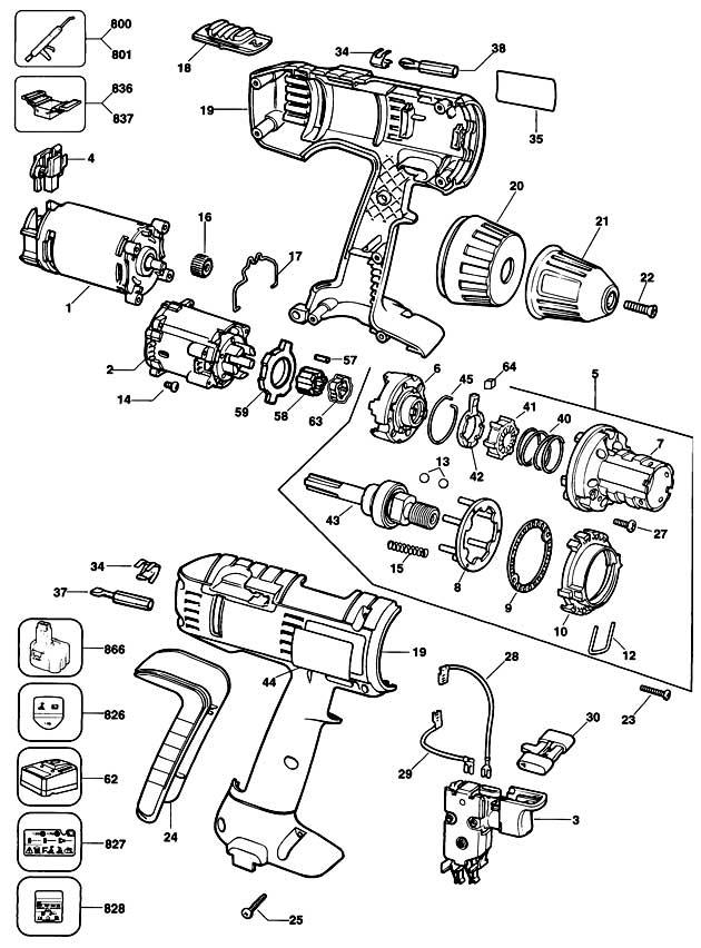 Elu SBA35K Type 2 Cordless Drill Spare Parts SBA35K