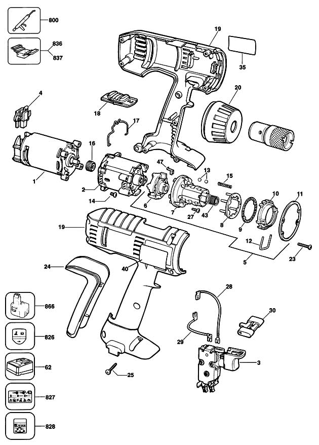 Elu SSA21 Type 1 Cordless Drill Spare Parts SSA21