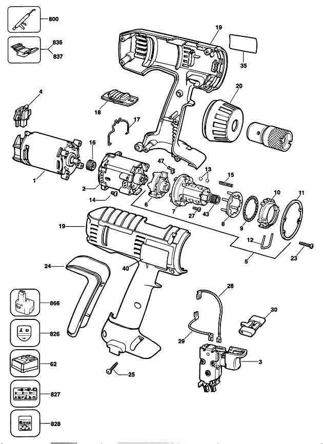 Elu SSA52 Type 1 Cordless Drill Spare Parts SSA52