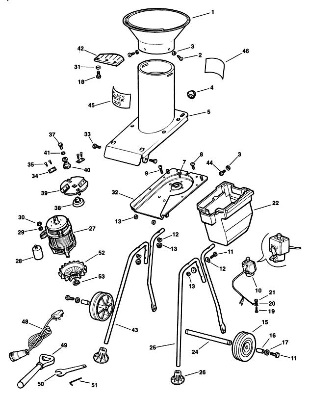 Black & Decker GA1700E Type 1 Shredder Spare Parts GA1700E