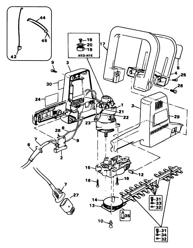 Black & Decker GS600 Type H1D-H1E-H1F Garden Clipper Spare Parts GS600