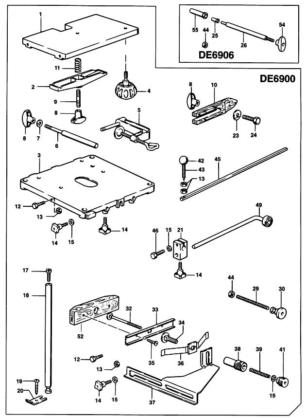 DeWalt DE6900 Type 1 Router Table Spare Parts DE6900