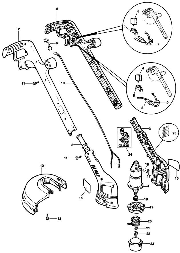 Black & Decker GL520 Type 1 String Trimmer Spare Parts GL520