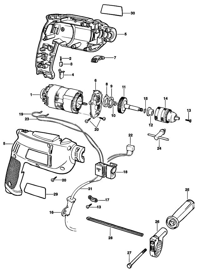 Black & Decker KD354E Type 1 Drill Spare Parts KD354E