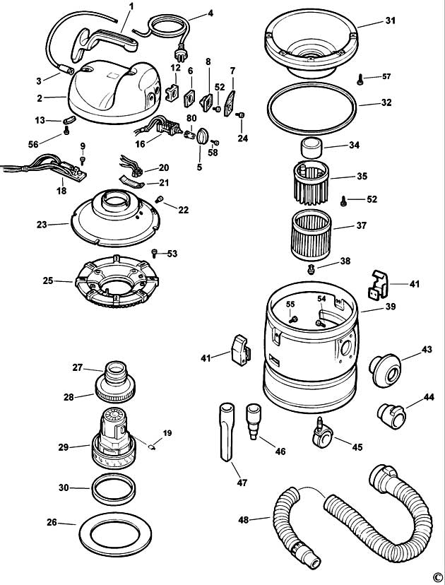 DeWalt DW790 Type 1 Vacuum Extractor Spare Parts DW790