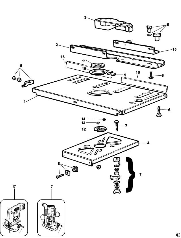 Black & Decker EZ35182 Type 1 Router/jigsaw Table Spare Parts - Part ...
