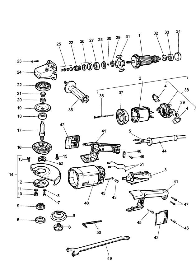 DeWalt DW852 Type 1 - AS Angle Grinder Spare Parts DW852