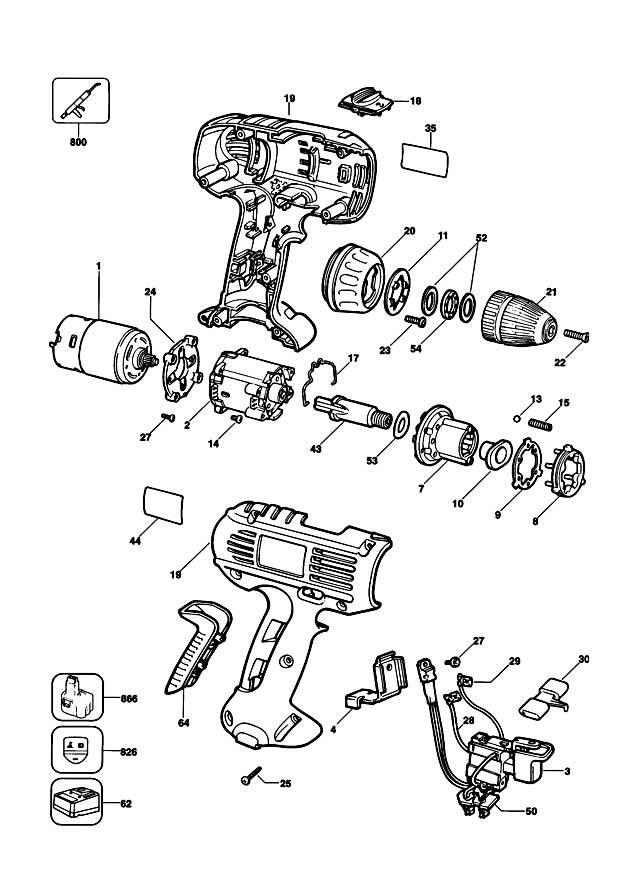 Elu BSA50K Type 1-2 Cordless Drill Spare Parts BSA50K