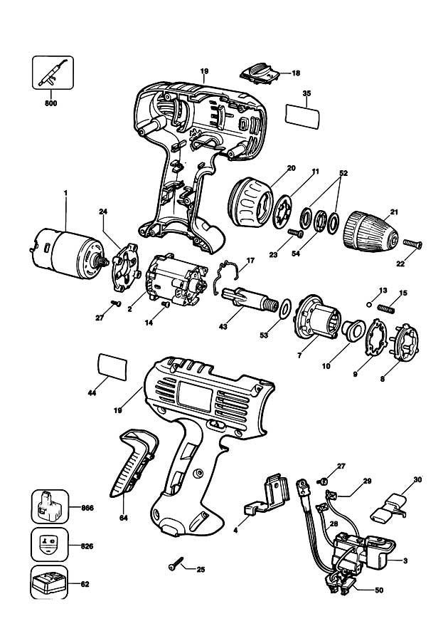 DeWalt DW921K Type 1 Cordless Drill Spare Parts DW921K